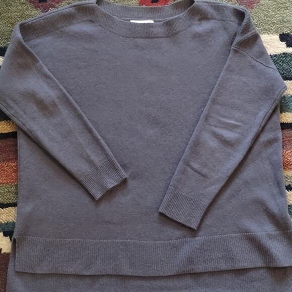 Cynthia Rowley 100% 2-ply Cashmere Taupe Gray Boxy Knit Boat-neck Sweater M - Picture 2 of 12